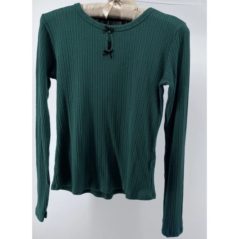 Lot of 2 Girls XL 14/16 Holiday Rib Knit Tops SO Abercrombie Kids Red Green